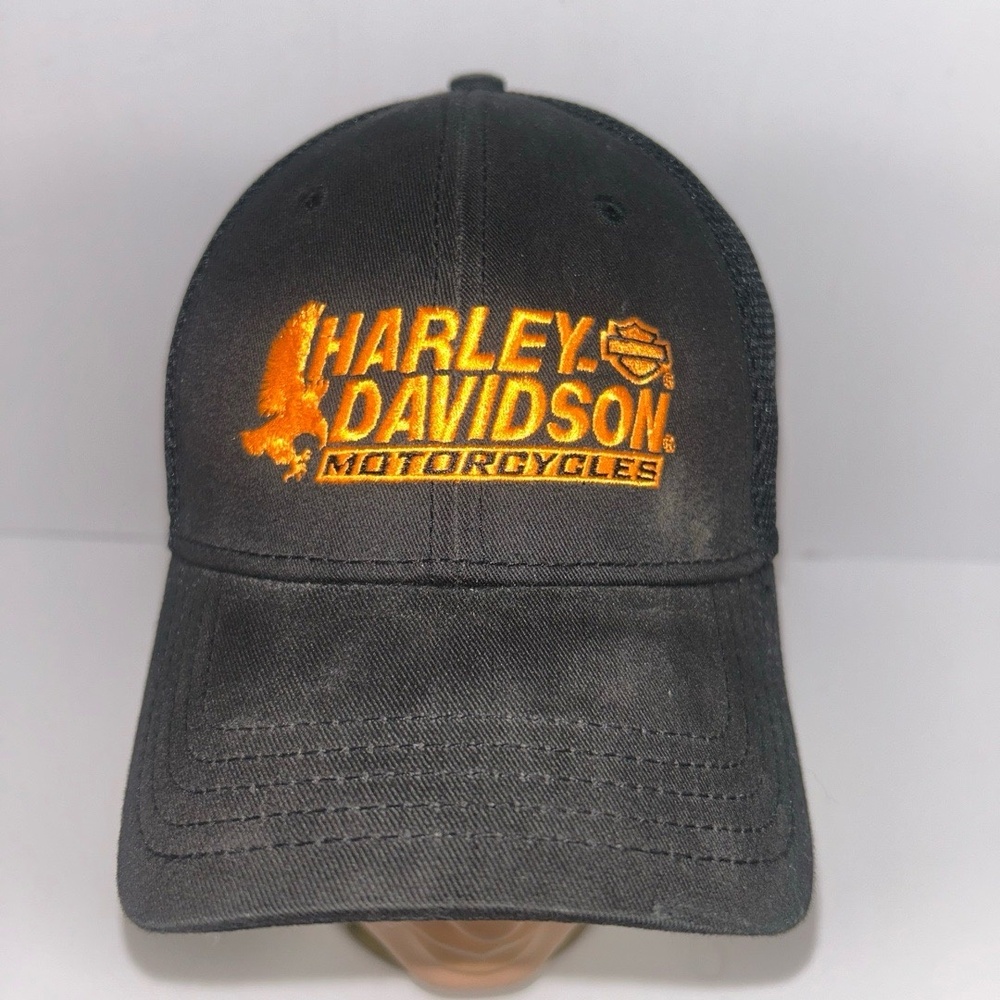 Harley-Davidson Cap One Size Black Orange Trucker Caliente San Antonio Biker - Picture 2 of 6